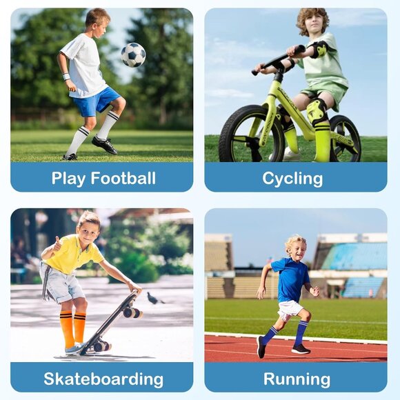 3 Pairs Kids Soccer Socks Striped Knee High Tube Socks Football Uniform Sports S - Picture 7 of 7